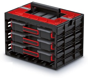 Skrinka s 3 krabičkovými organizérmi 41,5 × 29 × 29 cm, čierna