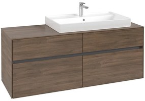 VILLEROY &amp; BOCH Collaro závesná skrinka pod umývadlo na dosku (umývadlo vpravo), 4 zásuvky, 1400 x 500 x 548 mm, Arizona Oak, C09000VH