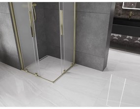 Mexen Velar Duo, sprchový kút s posuvnými dverami 80 x 80 cm, 8mm sklo námraza, zlatá lesklá, 871-080-080-32-50
