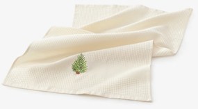 Goldea vianočná kuchynská vaflová utierka s výšivkou - stromček na krémovom 50 x 70 cm