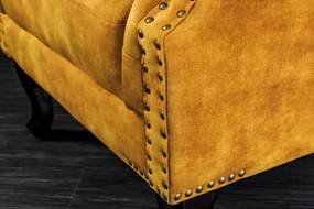 Invicta Interior -  Kreslo CHESTERFIELD 85cm, horčicovo žlté, zamat