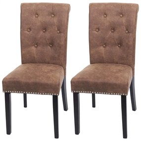 2x Jedálenská stolička Chesterfield 2, tmavé nohy, látka - Hnedá