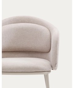 Béžové čalúnené jedálenské kreslo s podrúčkami Minda – Kave Home