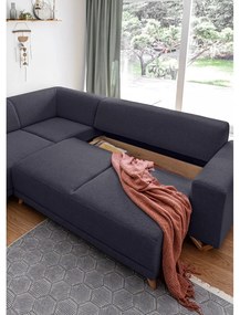 Antracitová rozkladacia/s úložným priestorom rohová pohovka (ľavý roh/do L) Classy Sophie – Miuform