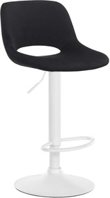 Barová stolička Camden - zamat, biely rám - Čierna