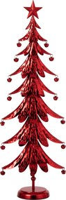 Červený veľký kovový stromček s rolničkami Christmas Tree XL - 25 * 13 * 78,5 cm