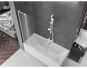 Mexen Velar L, 2-krídlová posuvná vaňová zástena 70 x 150 cm, 8mm sklo námraza, biela matná, 896-070-003-31-20