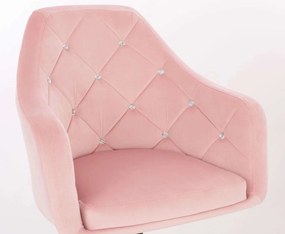 LuxuryForm DESIGN Kreslo ROMA VELUR na čiernej podstave s kolieskami - svetlo ružové