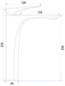 Rea Joe, vysoká umývadlová batéria h-285, zlatá matná, REA-B8991