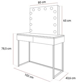 TOALETNÝ STOLÍK NESSIE ELITE BIELY LESK + STRIEBORNÝ PODSTAVEC