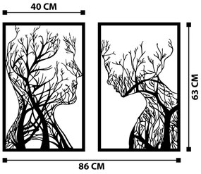 SADA 2x Nástenná dekorácia 86x63 cm strom života kov