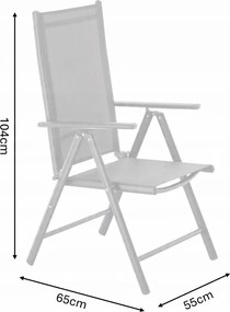 CH Polohovateľná záhradná hliníková stolička Glam II - tmavosivá