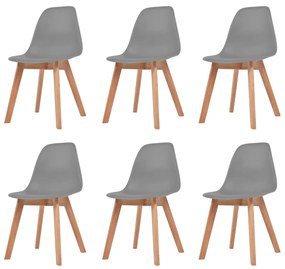 Jedálenské stoličky 6 ks, sivé, plast