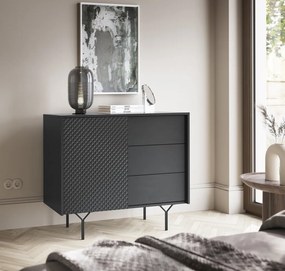 Skrinka so zásuvkami Raven, čierna