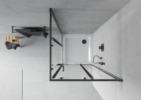 Mexen Rio, štvorcový sprchový kút 90 x 90 cm, 6mm číre sklo, čierny profil + biela sprchová vanička, 860-090-090-70-00-4010B