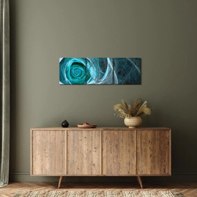 Obraz - Abstraktné ruže modrá s čiernym pozadím (s hodinami) (90x30 cm)