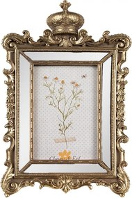 Zlatý antik fotorámik so zrkadlami a korunkou Baroque - 18*3*30 cm / 10*15 cm