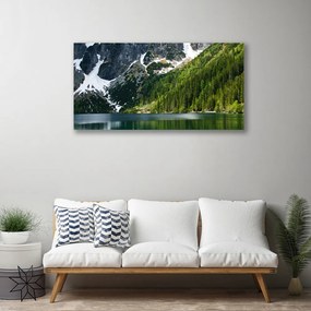 Obraz Canvas Jazero les hory príroda 125x50 cm