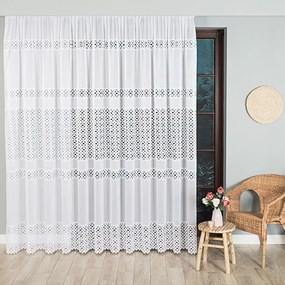 Biela žakárová záclona SISI s pruhovaným vzorom  - šité na mieru