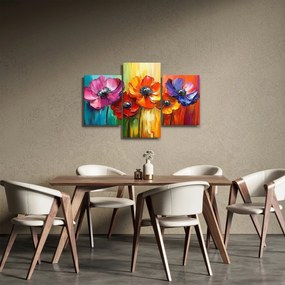 Obraz - Päť pestrofarebných kvetov (90x60 cm)