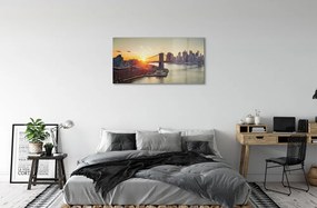 Obraz na akrylátovom skle Bridge river svitania 100x50 cm