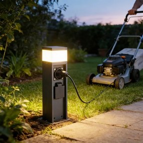 BRILAGI -Vonkajšie svietidlo s 2 zásuvkami SCHUKO PILLAR 1xG9/11W/230V IP44 antracitové