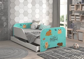 Wooden Toys Detská posteľ MIKI 160x80 + matrac KAPIBARA ANIMALS