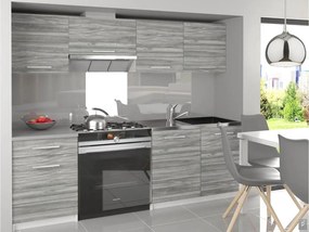 Kuchynská linka Belini 180 cm šedý antracit Glamour Wood s pracovnou doskou Superuniqa3  TOR SUPERUNIQA3/4/WT/GW1/0/E