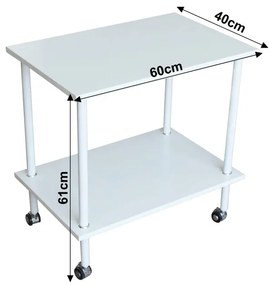 Príručný stolík na kolieskach Labon - biela