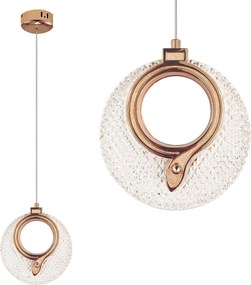 Toolight Toolight, LED krištáľové závesné svietidlo 18x17cm, 12W, 3000K, LHJ110-1CP, ružové zlato, OSW-60051