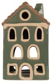 Zelený keramický domček na čajovú sviečku Lamont - 9*8*15 cm