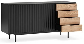 Nízka komoda v dekore duba v čierno-prírodnej farbe 159x80 cm Sierra – Teulat