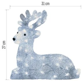 EMOS DCFC06 vianočná dekorácia - jelenček 40 LED V27cm 2,1W studená biela, IP44, časovač, adaptér