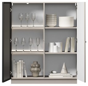 Vitrína Lorini 100 cm na sokli - kašmírová / čierna úchytka G