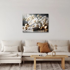 Obraz - Orchidea a zlaté gule (70x50 cm)