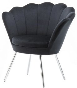 LuxuryForm DESIGN Kreslo FREY VELUR so striebornými nohami - čierne
