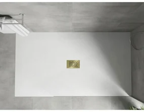 Mexen Hugo, obdĺžniková sprchová vanička SMC 170 x 100 cm, biela, zlatá krytka, 42101017-G