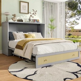 Murphyho posteľ 140x200 Posteľ zasúvateľná na stenu Rozkladacia posteľ Usb šedá