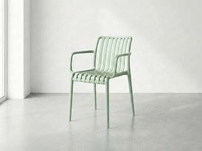 Plastová stolička TREGO s podrúčkami, zelená