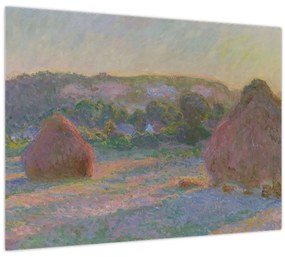 Sklenený obraz - Claude Monet, Stacks of Wheat (End of Summer) , reprodukcia (70x50 cm)