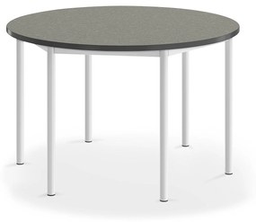 Stôl SONITUS, kruh, Ø1200x720 mm, linoleum - tmavošedá, biela