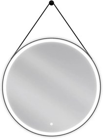 Mexen Reni, LED kúpeľňové zrkadlo s podsvietením 80x80 cm, 6000K, čierny rám, ochrana proti zahmlievaniu, 9812-080-080-611-70