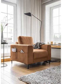 Oranžovohnedé menčestrové kreslo Lofty Lilly – Miuform