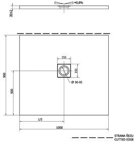 Polysan Polysan, FLEXIA sprchová vanička z liateho mramoru s možnosťou úpravy rozmeru 100x90x3cm, 72925