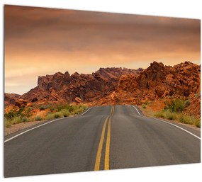 Sklenený obraz cesty v horách (70x50 cm)