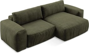 Zelená ženilková rozkladacia rohová pohovka (pravý roh/s leňoškou) Kuki – Makamii