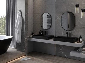Mexen Loft oválne kúpeľňové zrkadlo 70 x 50 cm, čierny rám - 9851-070-050-000-70