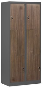 Kovová skriňa JULIA, 800 x 1850 x 450 mm, Eco Design: antracitový/ orech