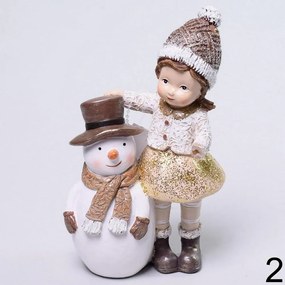 Dievča so snehuliakom v klobúku 9x5,5x15cm polyres 8002853K - Dekorácia