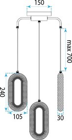 Toolight Rea, ZÁVESNÉ STROPNÉ LED SVIETIDLO G173-3CP GOLD, OSW-07817